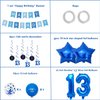 Pargleev 13th Birthday Party Decorations for Boys Girls in Blue Comprise Balloons with Swirl Decorations, A Happy Birthday Banner, A Set of 32in "13" Numbers and Star Foil Balloons in Blue.