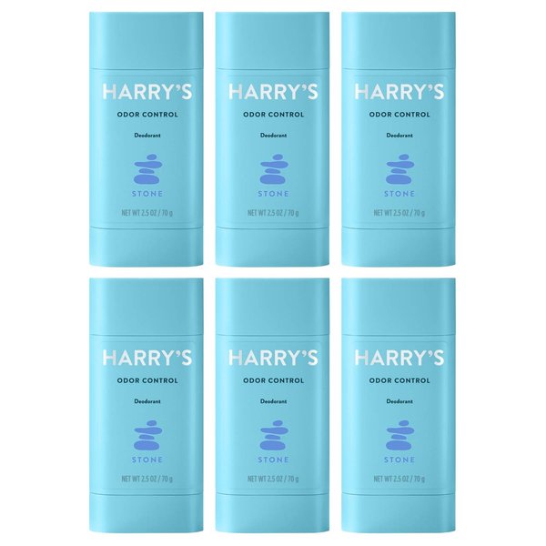 Harry's Men's Deodorant, Odor Control, Aluminum-Free, Stone, 6 Count