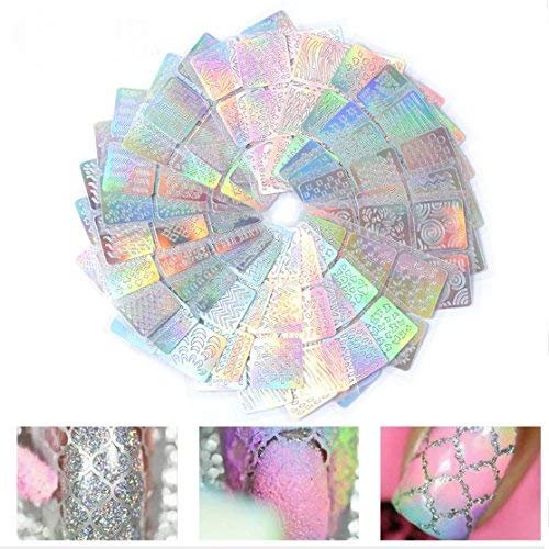 WOIWO 12 Types of Nail Art Decals,Laser Hollowed-Out Nail Art Decals and 3D Nail Art Decals