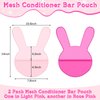 Nuanchu 2 Pcs Bar Soap Saver Bag Beauty Shampoo Conditioner Bar Pouch Rabbit Shape Travel Soap Holder Loofah Bubble Foam Net Savers Recycled Mesh Soap Bag for Preserve Soap(Light Pink, Rose Pink)