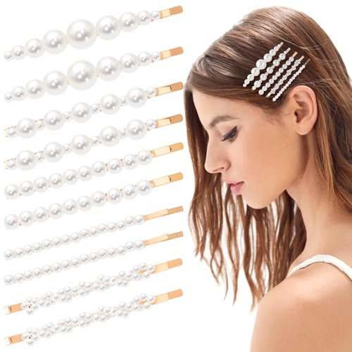 OIIKI 15Pcs Pearl Bobby Pins, Alloy Pearl Hair Clips, Vintage Pearl Hairpins Tiny Pearl Hair Barrette for Women Girls Bridal Wedding Valentines Mother’s Day Decorative Accessories