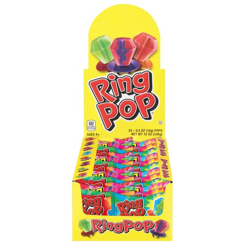 Ring Pop Individually Wrapped Back to School Bulk Lollipop Variety Party Pack – 24 Count Lollipop Suckers w/ Assorted Flavors - Fun Candy/Supplies for School Treats & Care Packages