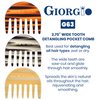 Giorgio G63 Wide Tooth Comb Detangling Comb, Pocket Comb and Travel Comb Wide Tooth Combs for Women for Thick Hair, Hair Detangler Comb For Wet and Dry Everyday Care. Handmade, Saw-Cut, and Polished