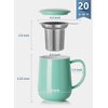 Sweese 20 OZ Porcelain Tea Mug with Infuser and Lid, Loose Leaf Tea Cup, Gifts for Tea Lover - Mint Green