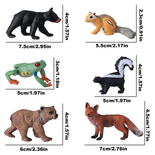JOKFEICE Small Animal Figures for Kids, 16PCS Realistic Forest Animals Baby Figurines, Woodland Creatures Figurines, Educational Toys for Science Project Cake Party Decor