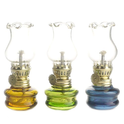 Purism Style- 4 inch Tall Glass Kerosene Oil Lamp Lantern (Set of 3)