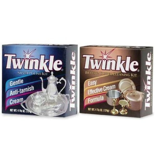 Twinkle Silver Polish Kit and Brass & Copper Cleaning Kit (Pack of 2)