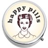 Happy Pills Medicine Vitamin Compact Pill Box - Portable Pillbox case fits in Purse or Pocket