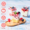 TOFLEN 50 Pack 5 oz Mini Dessert Cups with Lids and Spoons, Square Clear Plastic Dessert Shooters Party Serving Tumbler Cups for Parfait Appetizers & Dessert Shot Glasses (Flat)
