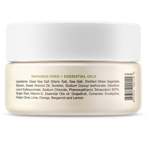 Deluvia Dead Sea Salt Exfoliating Face & Body Moisturizing Scrub, Ginger and Citrus Essential Oils, Vitamin E for Dry Skin - Leaves Skin Silky Smooth with Lasting Hydration for Men & Women (Two Pack)