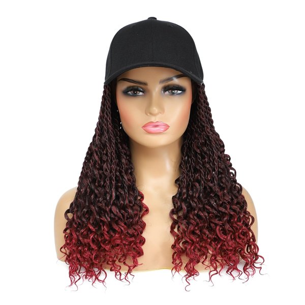 AliRobam Hat Wigs Baseball Cap with Boho Senegalese Twist Braids Hair extensions Hat With Braided Hair attached for Black White woman (14inch, TBug)