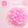 VENOFEN 50PCS Pink Hair Beads Dreadlock Beads for Hair Jumbo Braid Beads Light Pink Pony Beads for Kids Girls Cute Hair Decoration Braid Accessories Jewelry Making Beads