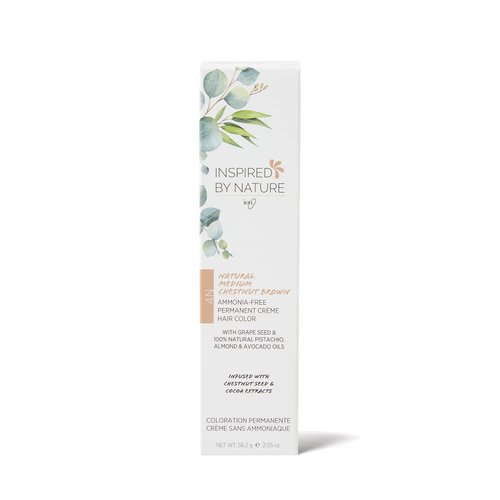 ion Ammonia-Free Permanent Hair Color Natural Medium Chestnut Brown 4N, made from 100% naturally-derived polymers, cruelty free, vegan, PPD free, recyclable packaging, 2.05 oz