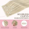 GOO GOO Clip in Hair Extensions Real Human Hair, 20inch 110g 7Pcs, 17A/60A Ash Blonde Highlighted Platinum Blonde, Remy Human Hair Extensions Clip ins for Women, Natural Human Hair