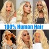 613 Body Wave Lace Front Wigs Human Hair Blonde Lace Front Wigs 13x4 Transparent Lace Front Wigs with Baby Hair Pre Plucked Natural Hairline 180% Density Light Blonde Human Hair Wigs for Women 28 Inch