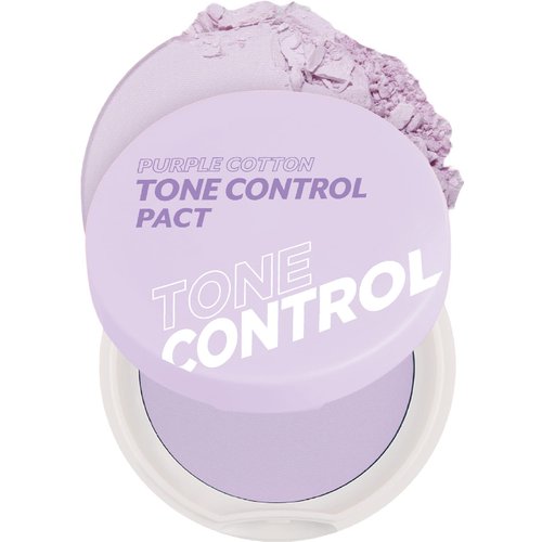 I'M MEME Compact - Purple Cotton Tone Control Pact | With Purple Berry Complex, Mineral, Setting Powder, Translucent, for Smooth and Even Complexion, Blurring Effect, Sebum Free, Gift, 0.33 Oz