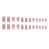 Square Press on Nails Medium Length - French Tip Press on Nails Heart Deign, Glossy Pink Fake Nails with Adhesive Glue Stickers, Reusable Stick on Nails in 12 Sizes, 24Pcs Valentine’s Day French Nails