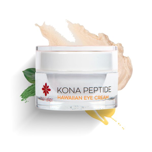 Hanalei Kona Peptide Eye Cream | Minimizes Wrinkles, Puffiness | Hawaiian Botanicals, Caffeine, Peptides | Hydrating Revitalizing Formula | USA Made | Cruelty-Free, Vegan (0.5 oz)