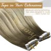 Ve Sunny Tape in Hair Extensions Human Hair Ombre Blonde Tape in Real Human Hair Extensions Light Brown Fading To Platinum Blonde Tape Hair Extensions Ombre 50g 20pcs 22inch