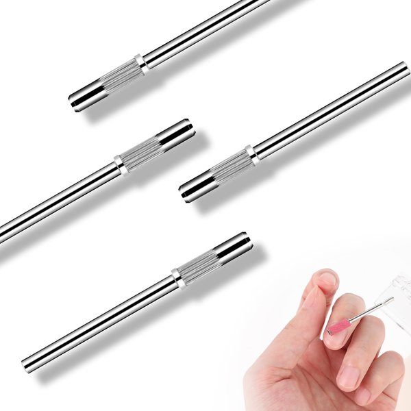 Andibro 4pcs Small Mandrel Bits, Nail Drill bits for Electric Drill File Machine 3.1mm 3/32 Shank Drill bits for Nails for Acrylic Nails Gel Sanding Bands Nail Drill Manicure and Pedicure