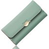 Roulens Wallet for Women RFID Blocking PU Leather Leaf Pendant Card Holder Phone Checkbook Organizer Zipper Coin Purse