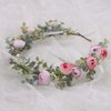 Floral Fall Artificial Baby Breath Flower Halo Wedding Crown Lilac Bridal Headpiece Greenery Crown HC-24 (F-pink)