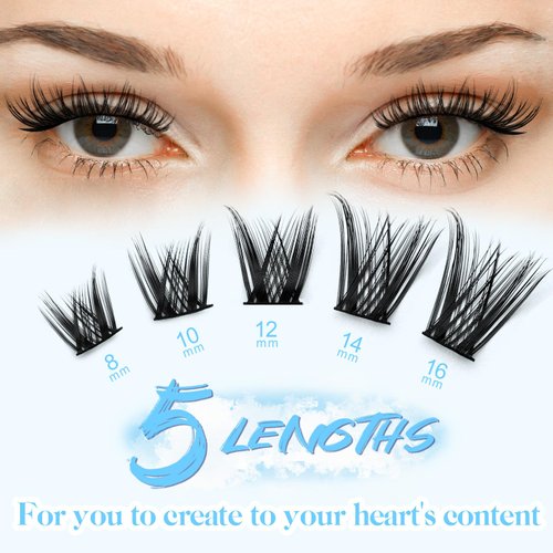ESHARP Lash Clusters 3D Individual Cluster Eyelash Extensions 8-16mm Portable DIY Lash Extension C Curl Eyelash Clusters Soft & Comfortable Natural Looking