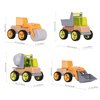 Udeas Wooden Construction Toy Trucks for Toddlers, 4PCS Mini Vehicle Toys Shovel, Tip Lorry, Road Roller, Mixer, Toy Car Gifts for 3 4 5 6 Year Old Boys Girls