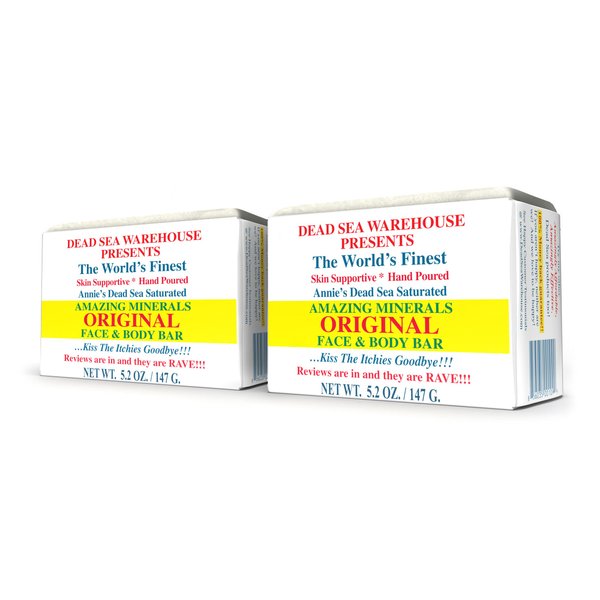 Dead Sea Warehouse – Amazing Minerals Original Face & Body Bar – 5.2 OZ – Dead Sea Salt Soap – All Natural – Soothes & Supports Healthy Skin – 2-Pack