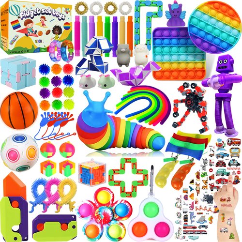 80 Pack Fidget Toys Pack,Pop Its Relieves Stress and Anxiety Sensory Toy for Kids Girls Adults ADHD,Party Favors,Classroom Rewards Prizes,Pinata Stuffers,Bulk Rewards Box Gifts for Boys and Girls