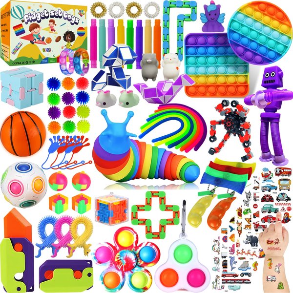 80 Pack Fidget Toys Pack,Pop Its Relieves Stress and Anxiety Sensory Toy for Kids Girls Adults ADHD,Party Favors,Classroom Rewards Prizes,Pinata Stuffers,Bulk Rewards Box Gifts for Boys and Girls