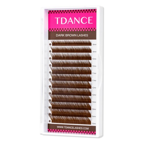 TDANCE Dark Brown Lash Extensions Colored Lash Extensions 0.03/0.05/0.07/0.1/0.15mm C/CC/D/DD/J/B/L Curl Premium Brown Eyelash Extensions Salon Use (Dark Brown,0.05-L,8-15mm)