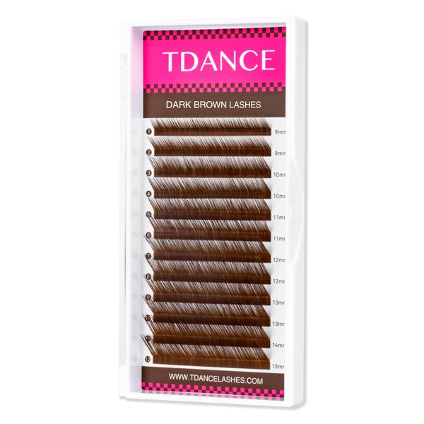 TDANCE Dark Brown Lash Extensions Colored Lash Extensions 0.03/0.05/0.07/0.1/0.15mm C/CC/D/DD/J/B/L Curl Premium Brown Eyelash Extensions Salon Use (Dark Brown,0.05-L,8-15mm)