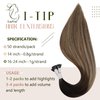 LaaVoo Black Hair Extensons Keratin Tip Human Hair Ombre Brown Natural Human Hair Extensions Itip Extensions Human Hair Cold Fusion 20 Inch 1g/1s 50g/pack
