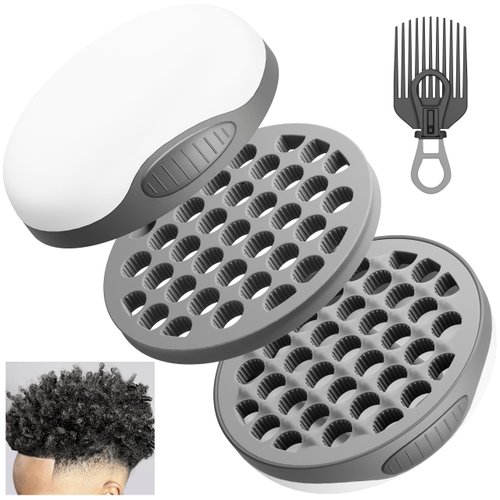 WORGATE Silicone Twist Hair Brush, Magic Curling Hair Tool for Afro Curls,Vertical Stripe Curl Brushes, Detachable Two-Sided for Men Women Boy Girl Comb, Gray, 1 Piece