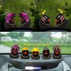 wonuu Rubber Duck Car Decorations Black Duck Car Dashboard Ornaments with Propeller Helmet