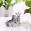 MAOMIA Miniature Dog Figurines Collection Playset 4pcs Mini Husky Puppy Dog Figures Animals Toy Cake Toppers Micro Landscape Decor Ornament