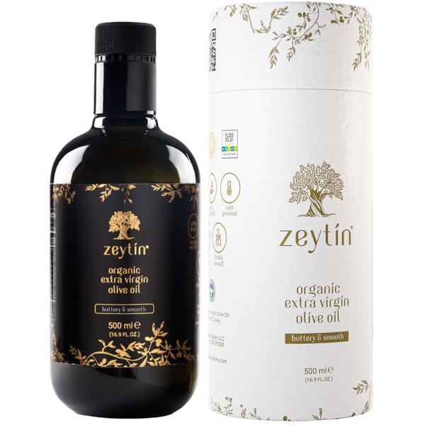 Zeytin Organic Olive Oil Extra Virgin - GOLD MEDAL & Early Harvest - Keto & Cold Pressed Olive Oil - Buttery & Smooth (16.9fl oz - 1 Pack)