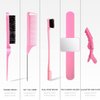 9 Pcs Hair Braiding Tools Set Include 1 Magnetic Pin Wristbandand Wrist Sewing Pincushion 1 Edge Brush 1 Nylon Teasing Brush 1 Rat Tail Comb Parting Comb with 5 Hair Clips for Women Girls (Pink-2)