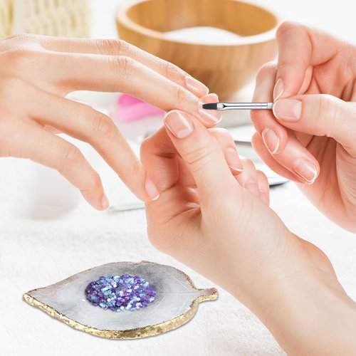 21 Pieces Nail Art Tools Kit, Resin Nail Art Palette Leaf Shape Mixing Palette and 20 Pieces Nail Art Design Brushes Golden Edge Resin Nail Holder Nail Gel Polish Colors Mixing Pallet (Grey)