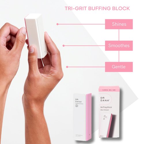 Dr. Dana Nail Buffing Block Set - Gently Smooth, Shine, and File Natural Nails with Professional Buffer (3 Sided Grit) - Also Includes Replacement Grits - Ideal for Fingernail & Toe