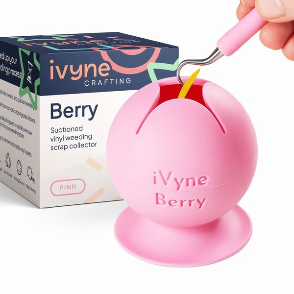 iVyne Berry Suctioned Vinyl Weeding Scrap Collector & Holder for Weeding Tools for Vinyl - Pink