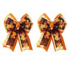 Halloween Thanksgiving Bow Hair Clips with Tails, Maple Leaves Print Hair Bows, Fall Holiday Hair Accessories for Girls Women, Orange