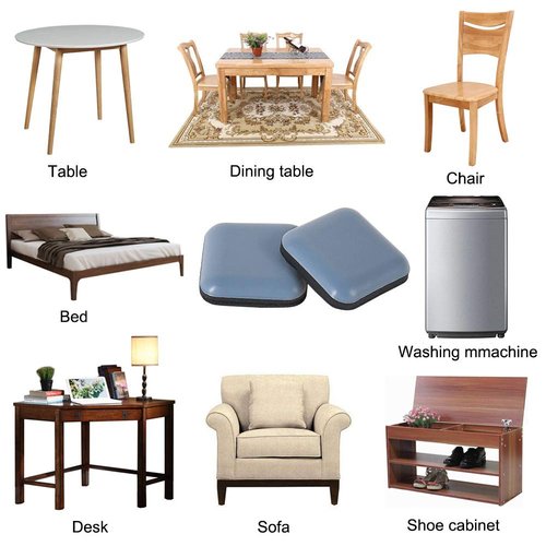 GINOYA Teflon Furniture Sliders, 20pcs 1inch Square Stick Furniture Glides for Carpet Tile Hardwood (Grayish Blue)