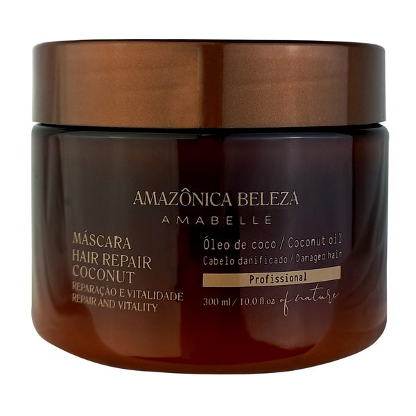 AMAZONICA BELEZA Hair Repair with Coconut Mask (300ml / 10.1 Oz) | Professional Line | Multivitamin Repairing Hair Mask for Damaged Hair
