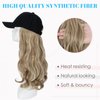 Hairro Baseball Cap with Hair Extensions Synthetic Hair Wig Baseball Hat with Hair Attached Adjustable Wave Hairpiece With Baseball Hat Cap Wig for Women #16P613 sandy blonde mix bleach blonde