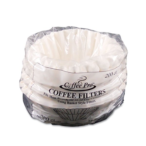 Coffee Pro CPF200 Basket Filters for Drip Coffeemakers 10 to 12-Cups White 200 Filters/Pack