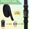 CooBigo 1" Buckles Straps Set:6 Pack Quick Release Buckles+10 Yard Webbing Straps 1 Inch Wide+12 Pcs Tri-Glide Sliders, Plastic Buckle Dual Adjustable Webbing No Sewing