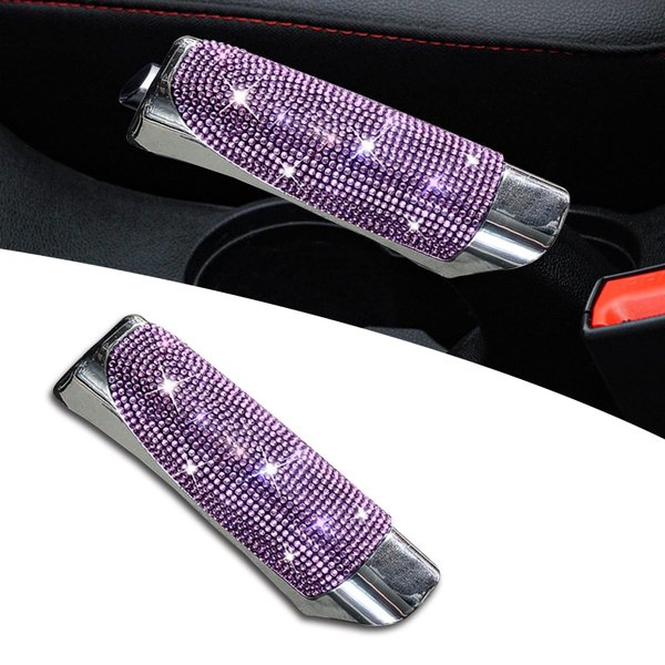 yonwait 1 PC Bling Car Handbrake Cover, Car Handbrake Shell with Diamond, Universal Hand Brake Protector, Pull Handle Cover Modification, Car Interior Styling Accessories (Pink)