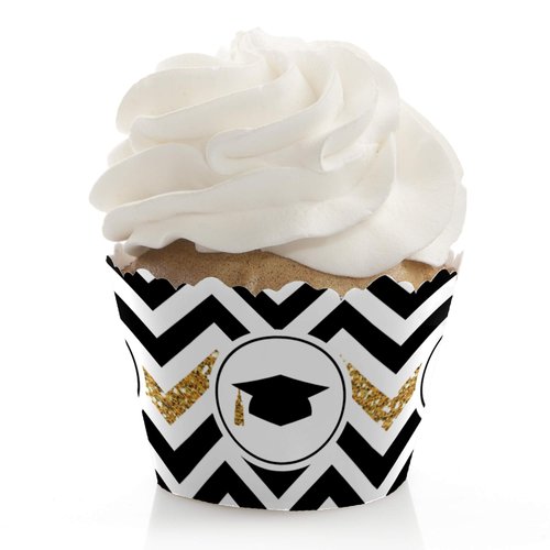 Big Dot of Happiness Gold Graduation Party Decorations - Party Cupcake Wrappers - Set of 12